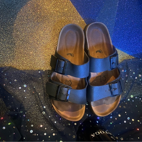 HAWKINS Frm SPÄIN BLACK LEATHER BIRKENSTOCK Sandals EUC CLASSIC 7.5 - Picture 2 of 7